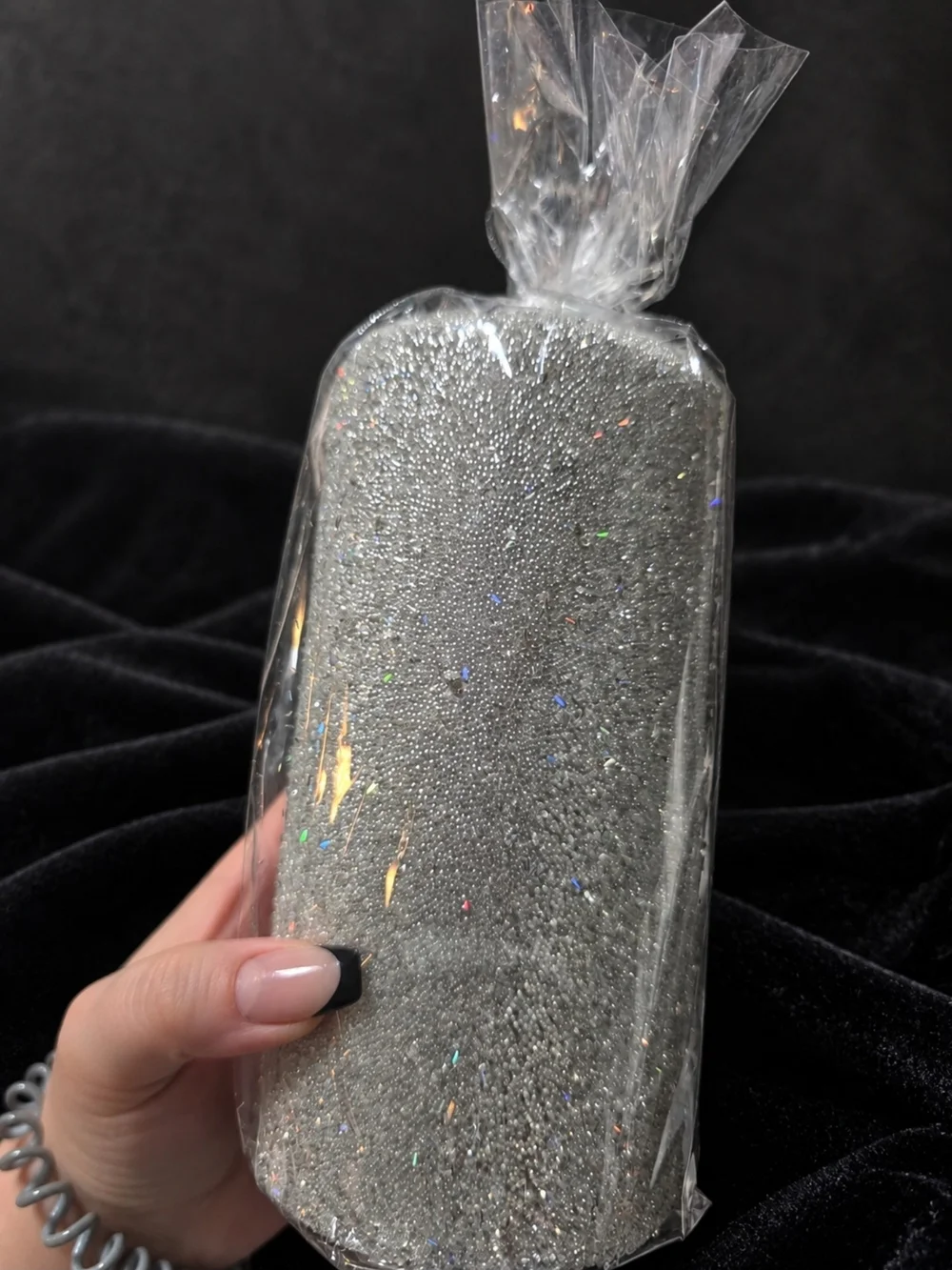 Vtg Pottery Barn Silver Glitter Pillar Candle New in Original Wrap Read 3x6 Read
